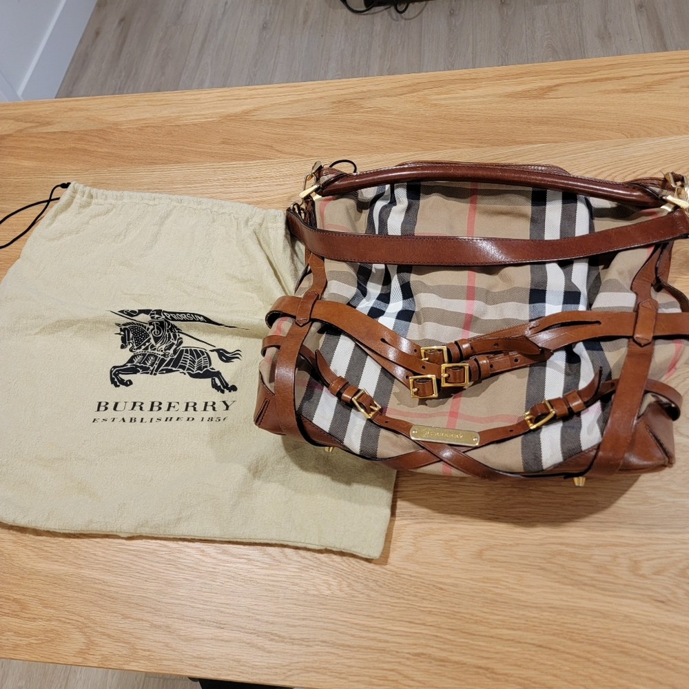 Burberry Brown House Check Canvas Medium Bridle Gosford Hobo